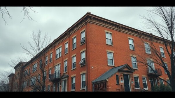 For sale sign in front of townhouse, collapsing rental market.