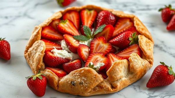 Strawberry Cream Cheese Galette Recipe with sliced servings.
