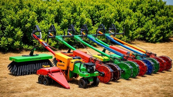 Best Brush Cutters arranged on grass in sunlight.