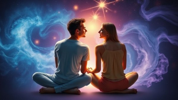 Acts of Kindness Benefits: Two people connected by glowing aura.