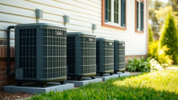 Modern air conditioning units beside a house, illustrating longevity and installation.