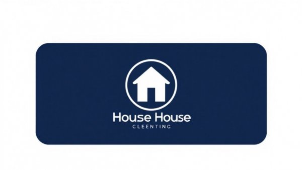 Minimalist logo with house icon on blue background.
