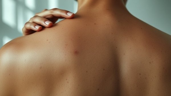 Close-up of back with moles, highlighting skin cancer prevention.
