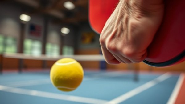 Pickleball paddle and ball close-up, highlighting play readiness.