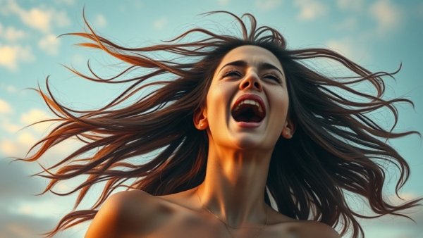 Illustration of a woman learning to speak up with flowing hair.