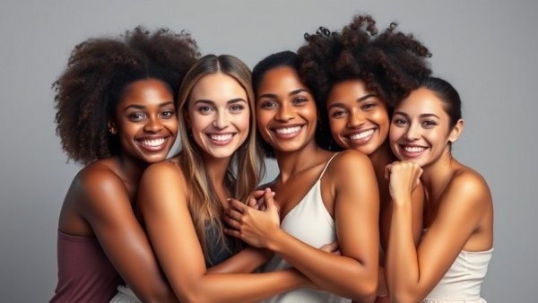 Radiant women embracing with perfect skin, UltraClear laser skin resurfacing