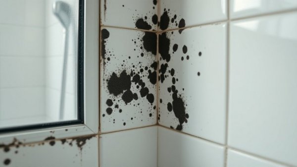 Prevent mold growth in your home: mold on bathroom tiles.