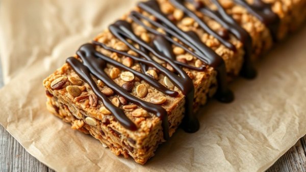 Vegan Nut-Free Salted Caramel Granola Bars drizzled with chocolate.