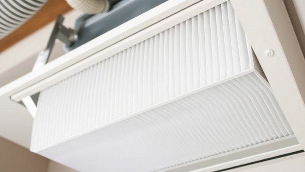 New HVAC air filter partially inserted into unit, Homeowner's guide to filters.