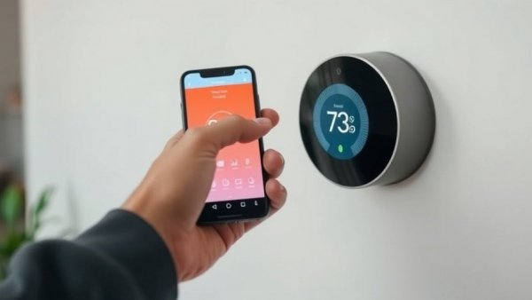 Smartphone controlling smart thermostat, budget smart home devices.