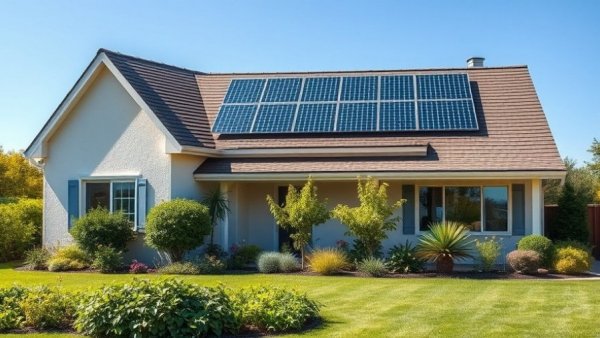 Modern house with solar panels, highlighting smart home improvement solar.