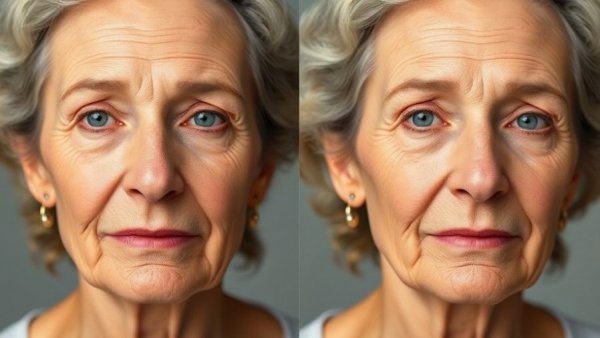 Non-surgical anti-aging treatments before and after comparison.