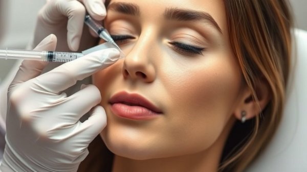 Woman receiving aesthetic medicine injection in clinic.