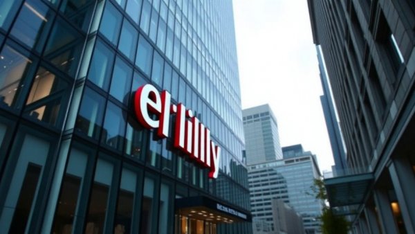 Eli Lilly building showcasing modern design and next-gen weight loss drug.