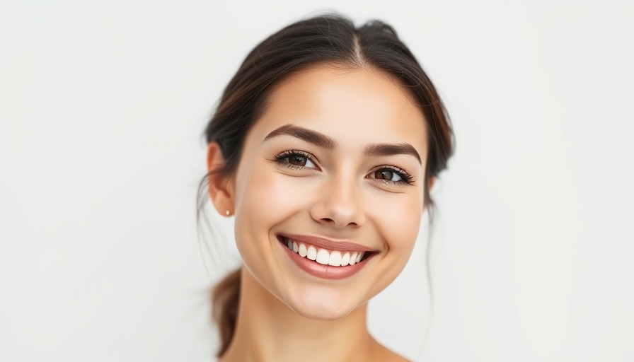 Smiling woman highlights RF Microneedling benefits.