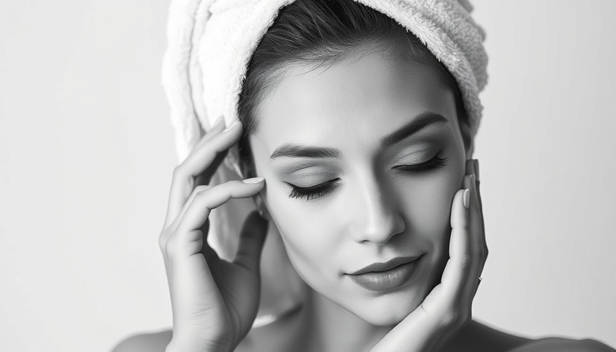 Serene woman with towel-wrapped hair, effects of VI Peel, soft lighting.