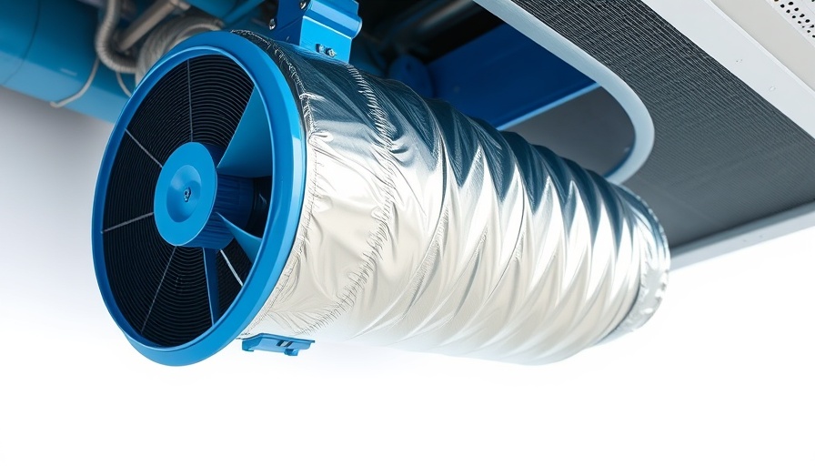 Industrial HVAC duct and fan setup for cleaning.