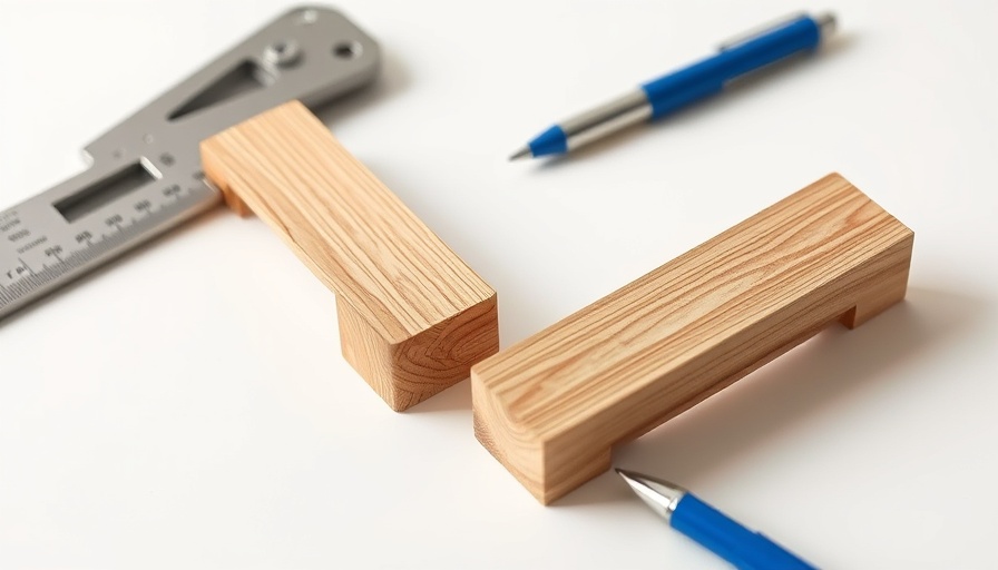Handmade wooden brackets for DIY wall shelf with tools on a white surface.