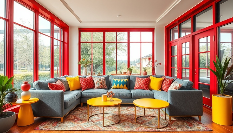 Vibrant colored trim ideas in a modern living room