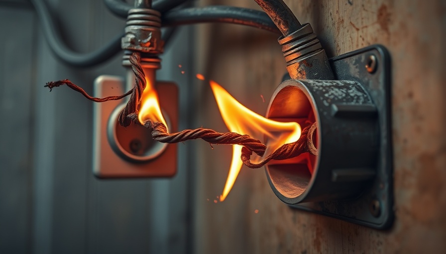 Frayed wires and burning socket showing common electrical hazards in homes.