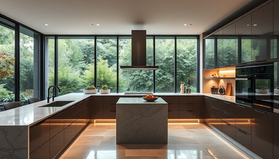 Modern kitchen with Santamargherita marble and contemporary cabinets.