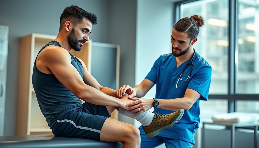 Physiotherapy for athletic performance: ankle wrap application.