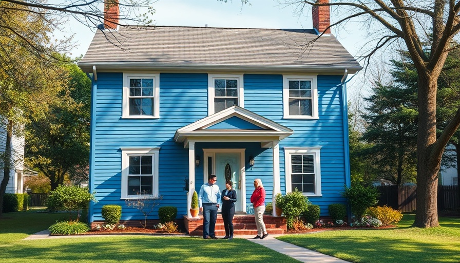 Seller Backing Out of Home Sale: blue house with 'For Sale' sign.