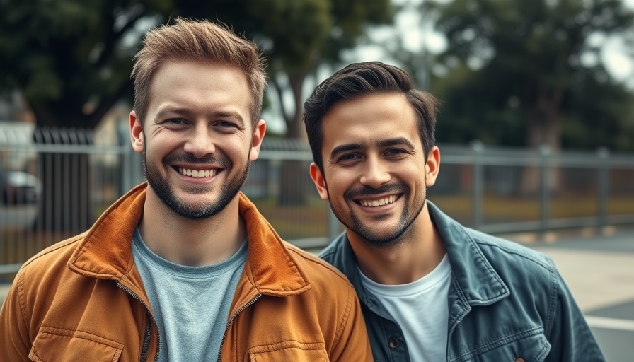 Casual portrait of two men outdoors, Aberfeldie luxury real estate sale
