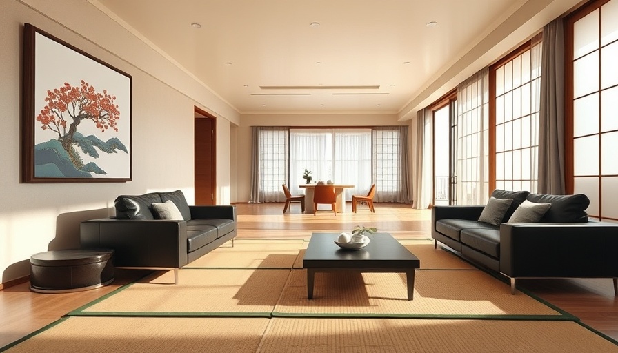 Modern Japanese living room, ideal for buying property for Airbnb in Japan.