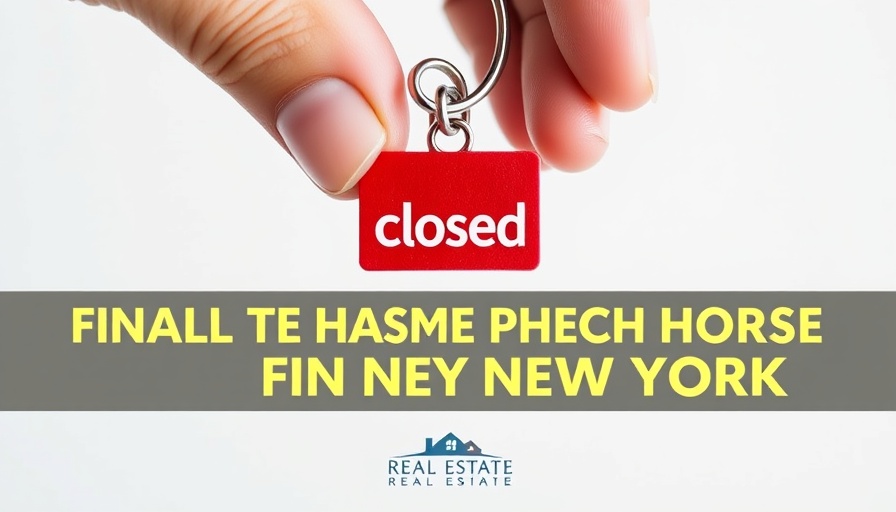 Buying a house in New York: Hand holding 'closed' keychain, real estate tips.