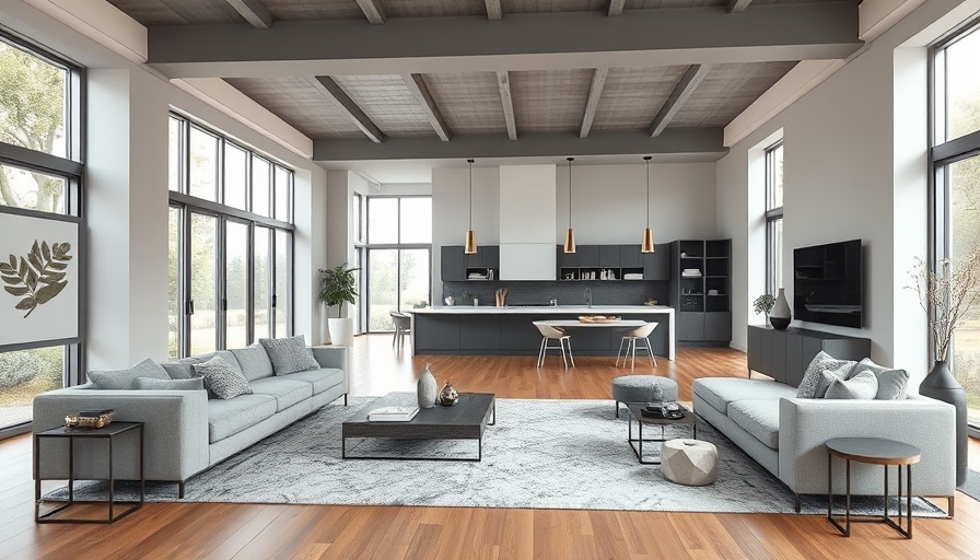 Open-plan living room showcasing St George smart storage solutions.