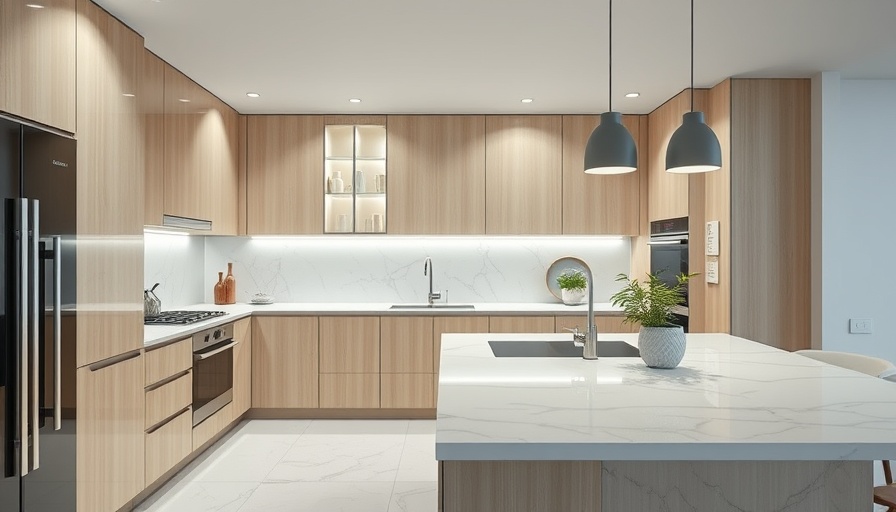 Sleek modern kitchen with marble and wood, DIY kitchen countertop installation