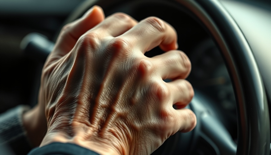 Elderly hands on a steering wheel symbolizing driving safety for seniors.