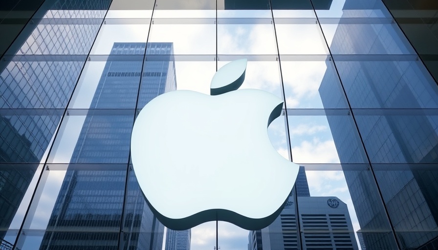 Iconic Apple logo with a bite on a glass building facade.