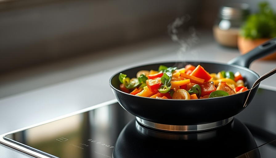 Modern cooktop with colorful veggies, replace cooktop DIY guide.