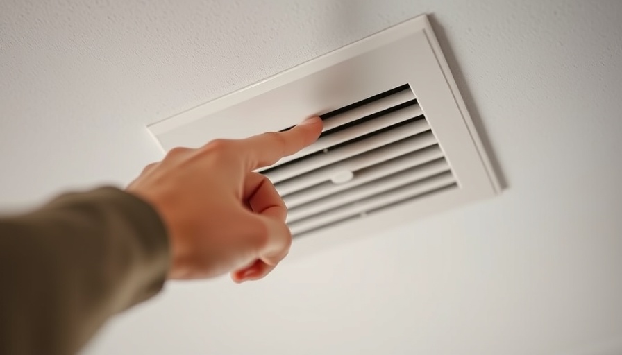 Thumb pointing at ceiling vent to stop condensation.