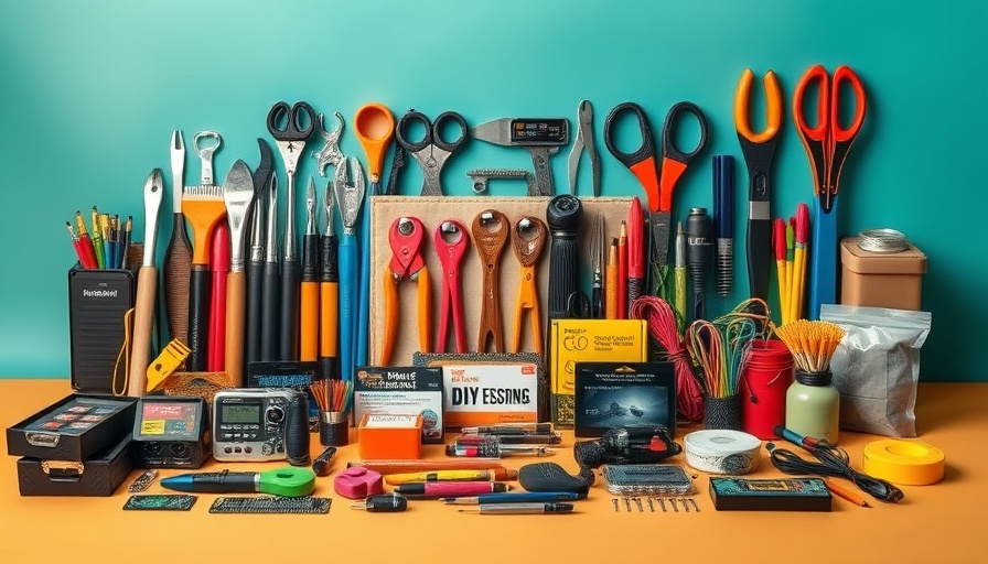 Colorful display of electronics and tools for the best DIY deals.