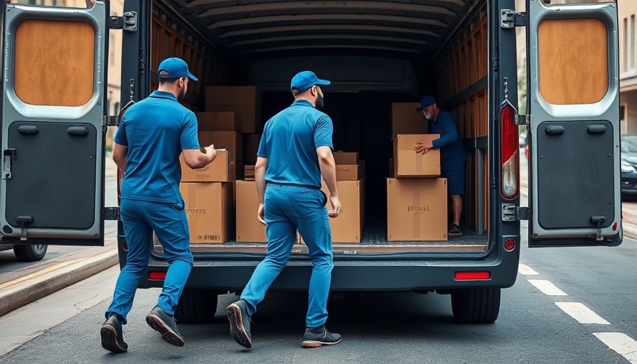 Professional removalists loading boxes with teamwork and precision.