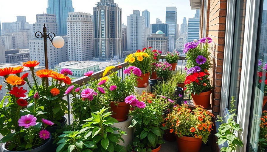 Container gardening in small spaces on a small urban balcony.
