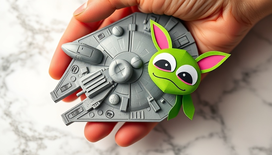 Creative Star Wars crafts with Millennium Falcon and green alien.