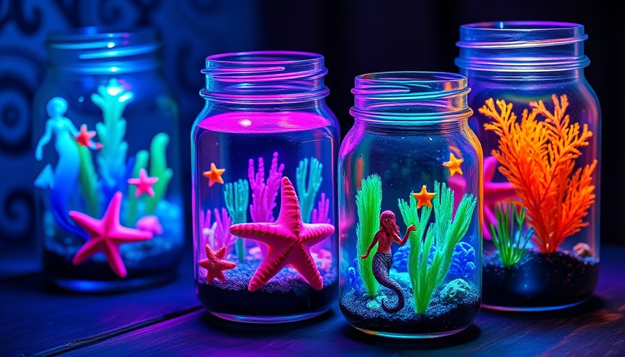Colorful mason jar aquarium crafts with marine life scenes.