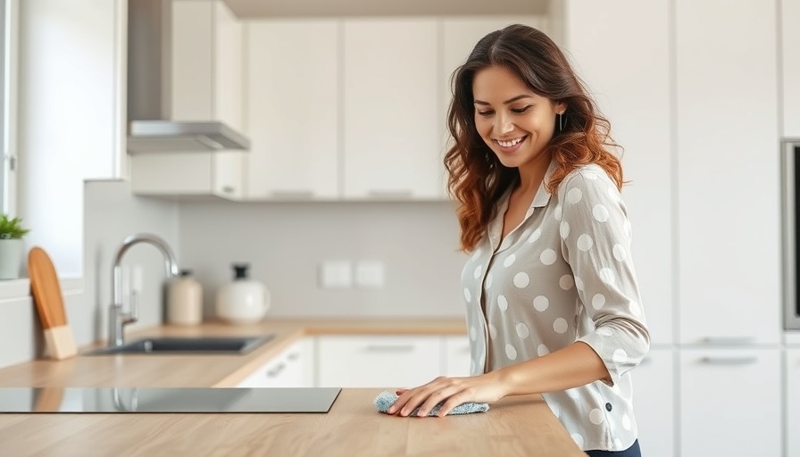 Young woman cleaning kitchen counter for affordable renovation ideas