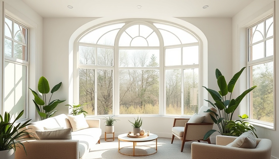 Cozy living space with a modern bow window installation.