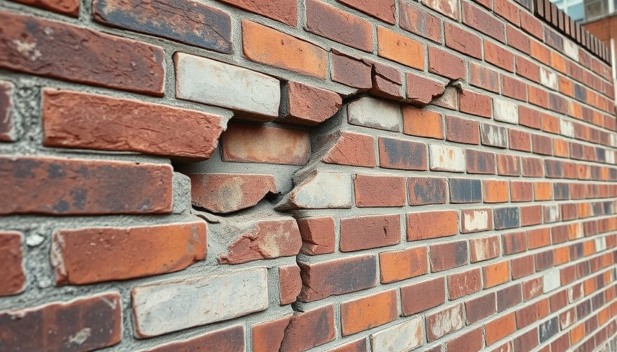 Cracked wall illustrating subsidence damage.