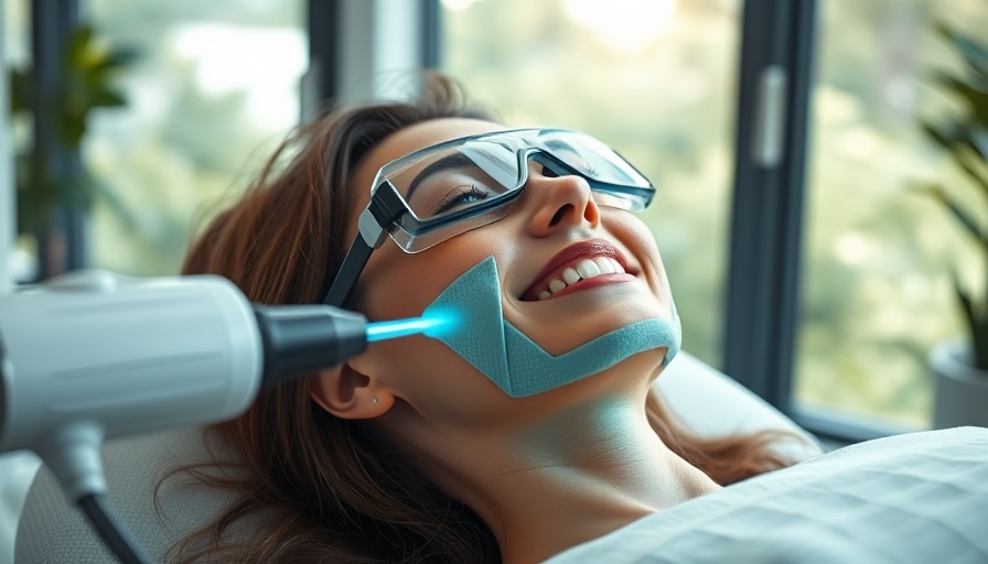 Woman receiving laser technology treatment in a medical office.
