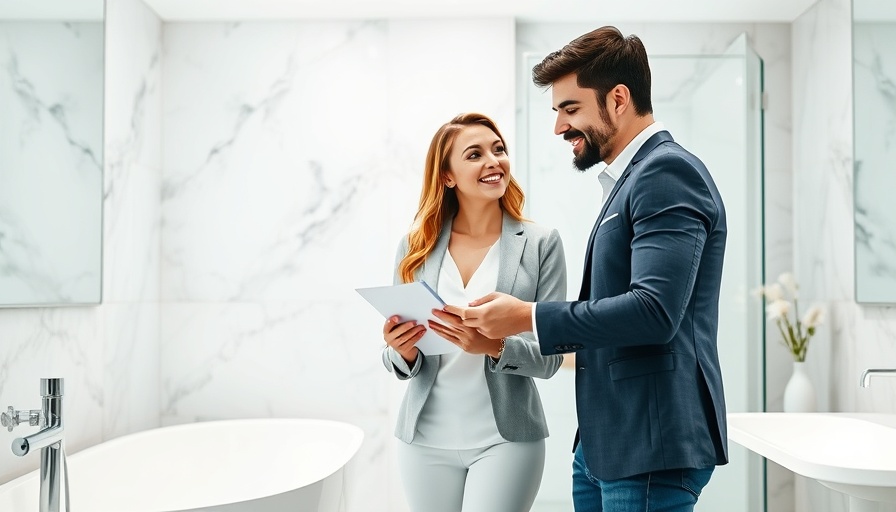 Realtor showing a spec house bathroom to a couple interested in buying.