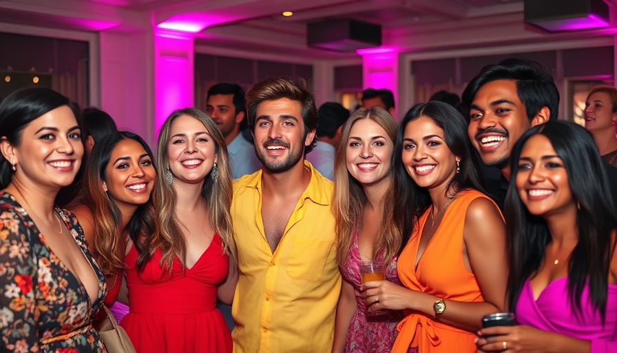 Group enjoying an event with vibrant lighting, impactful real estate community initiatives.