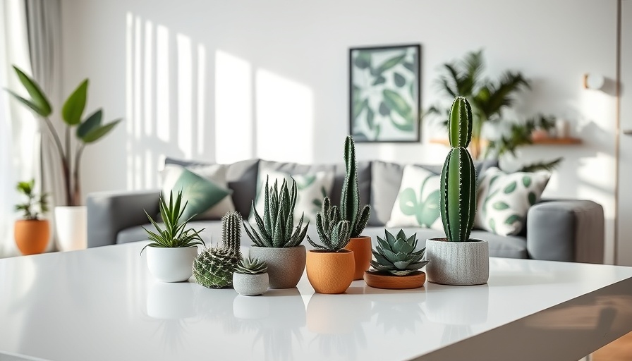 Modern interior with succulents and green decor, enhancing home feel.