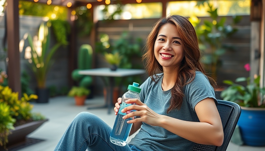 Woman enjoying stylish sipping in garden, showcasing best water bottles.