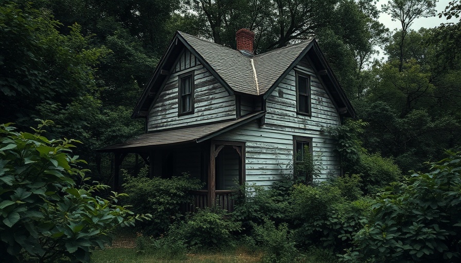 Abandoned house surrounded by overgrown foliage, buying an abandoned house.